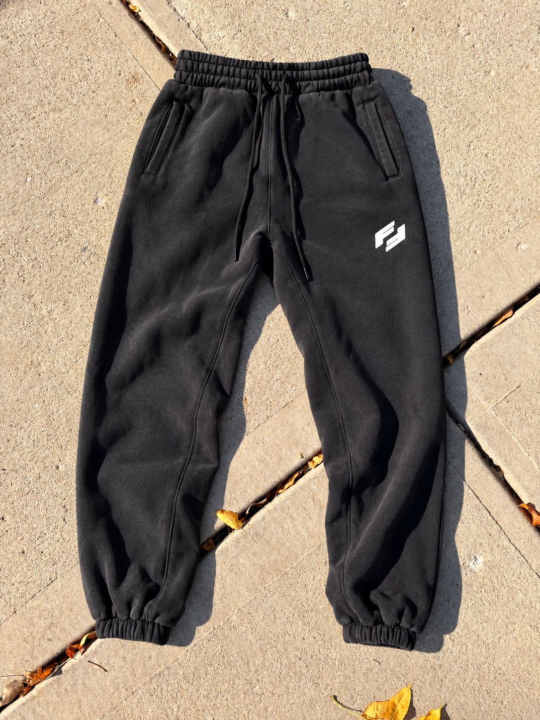 Faithfully Fit Fleeced Jogger Sweatpants Black with White