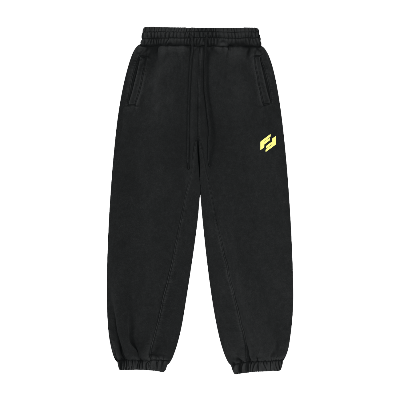 Faithfully Fit Fleeced Jogger Sweatpants Black with Yellow