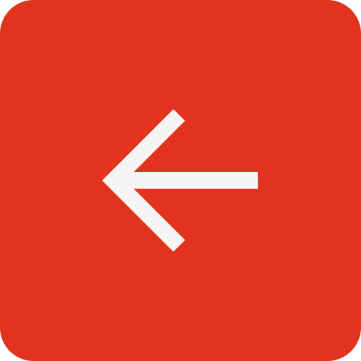 Symbole de flèche blanche pointant vers la gauche sur un fond rouge