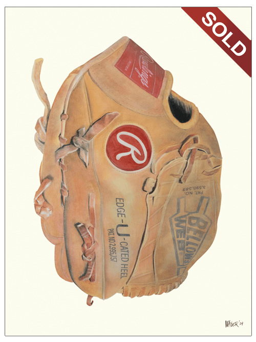 Vintage Rawlings Baseball Mitt | Original Pop-Realism Drawing by Mike Pitzer
