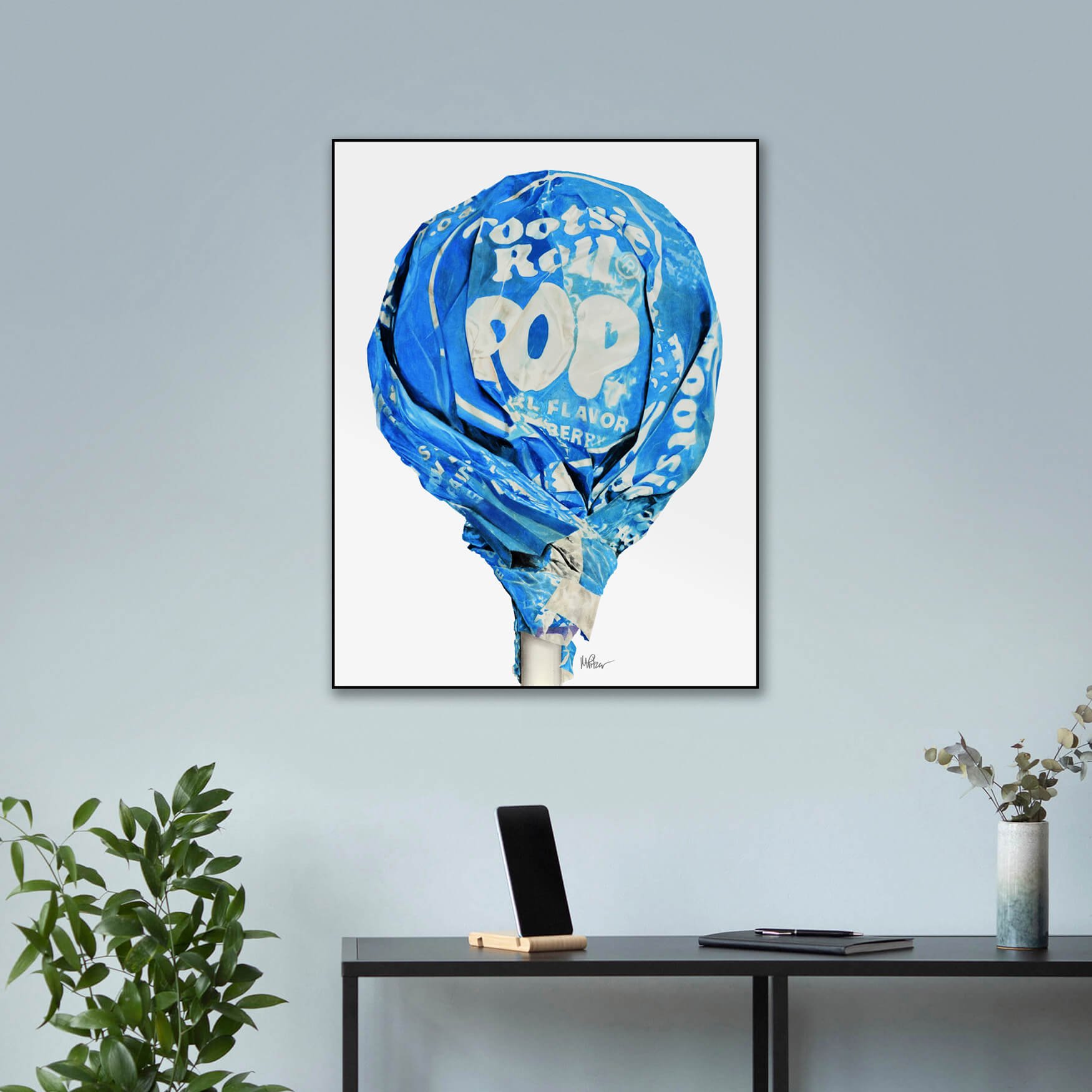 Blue Raspberry Tootsie Pop No. 2 | Original Pop-Realism Drawing by Mike Pitzer