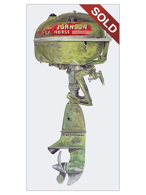 1948 Johnson Sea-Horse 5hp Outboard Motor | Original Pop-Realism Drawing by Mike Pitzer