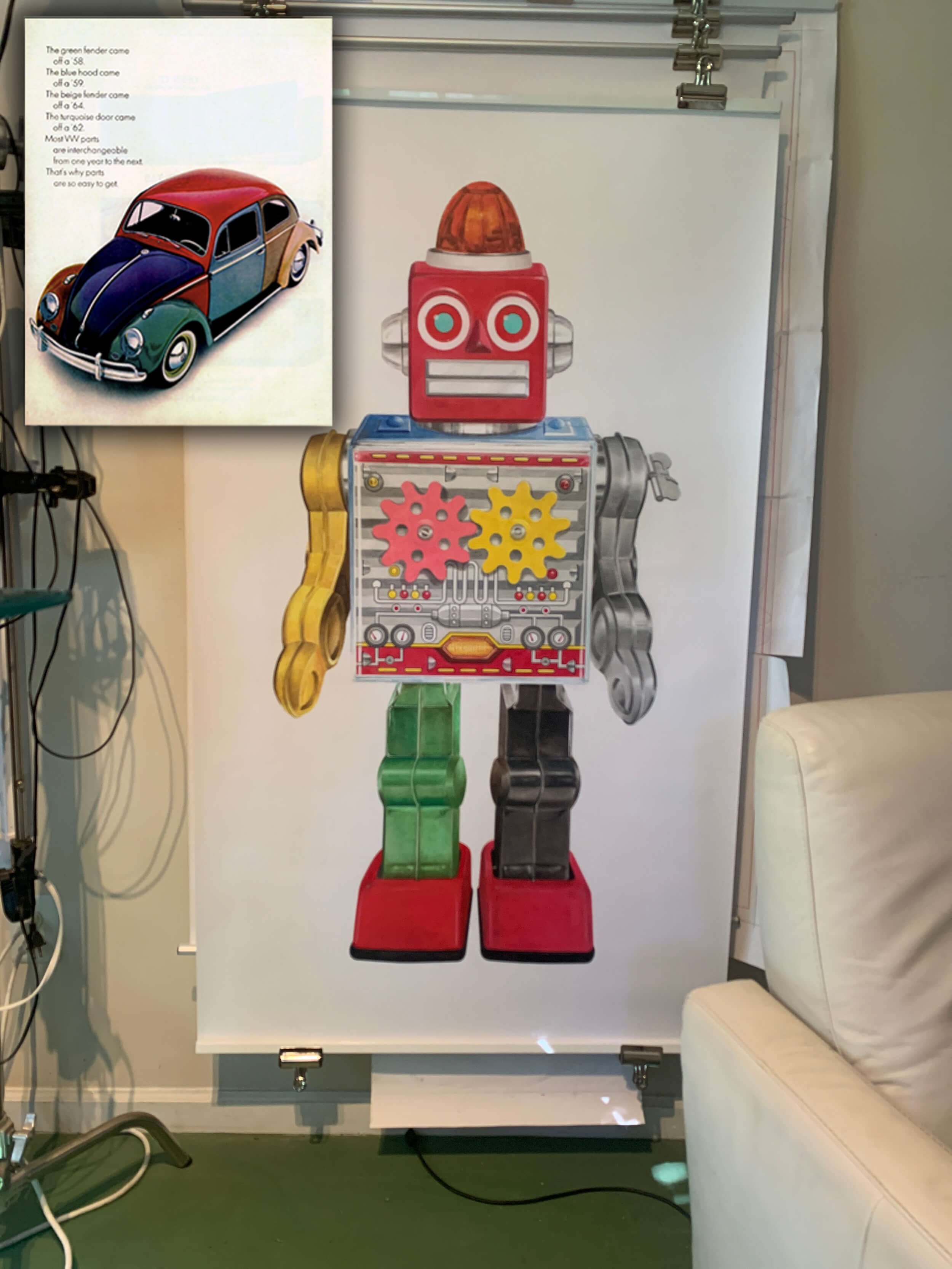 60s Horikawa-style Gear Wind-Up Robot - No.7 | Original Pop-Realism Drawing by Mike Pitzer
