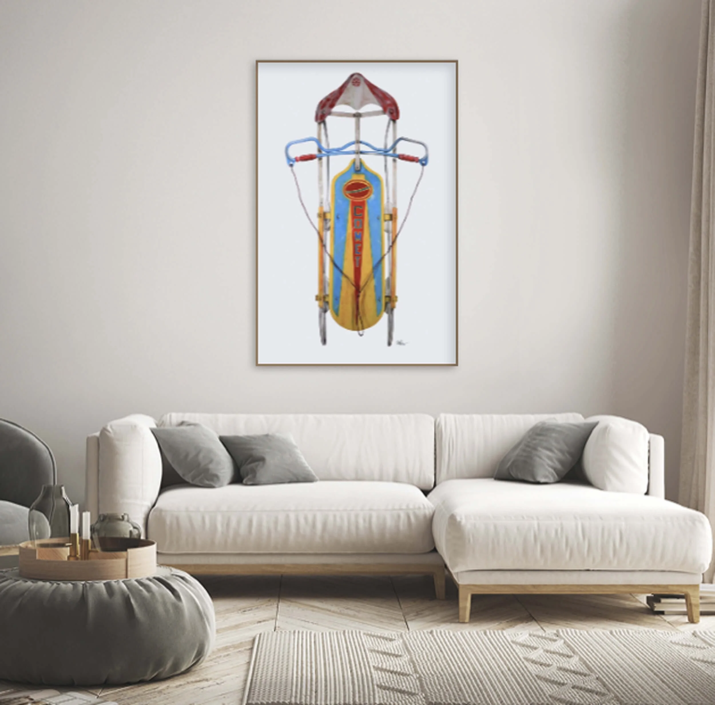Vintage Ward's COMET Sled, No.12 | Original Pop-Realism Drawing by Mike Pitzer