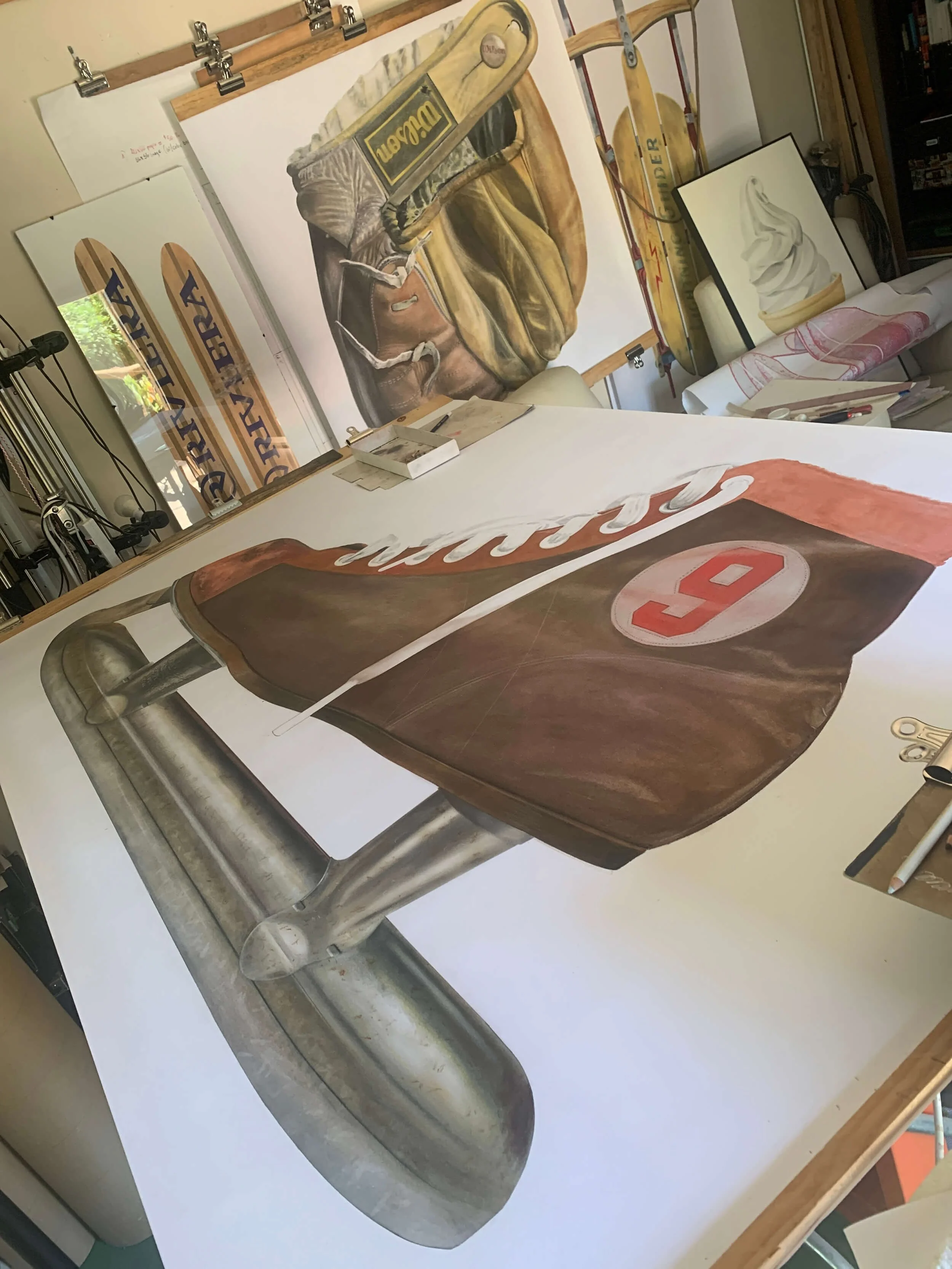 Vintage K-Mart Hockey Skates | Original Pop-Realism Drawing by Mike Pitzer