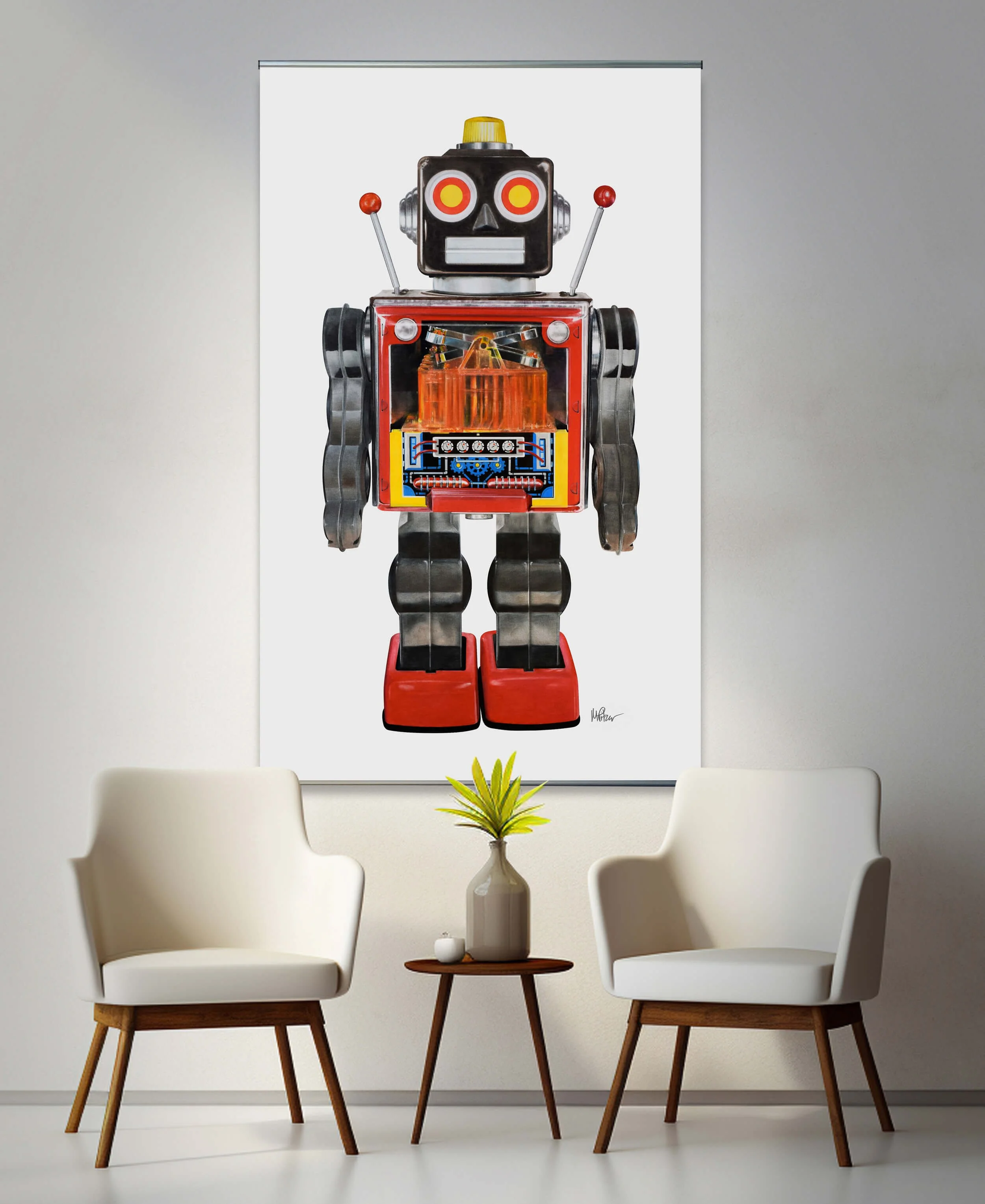 Metal House Piston Robot No. 8 | Original Pop-Realism Drawing by Mike Pitzer