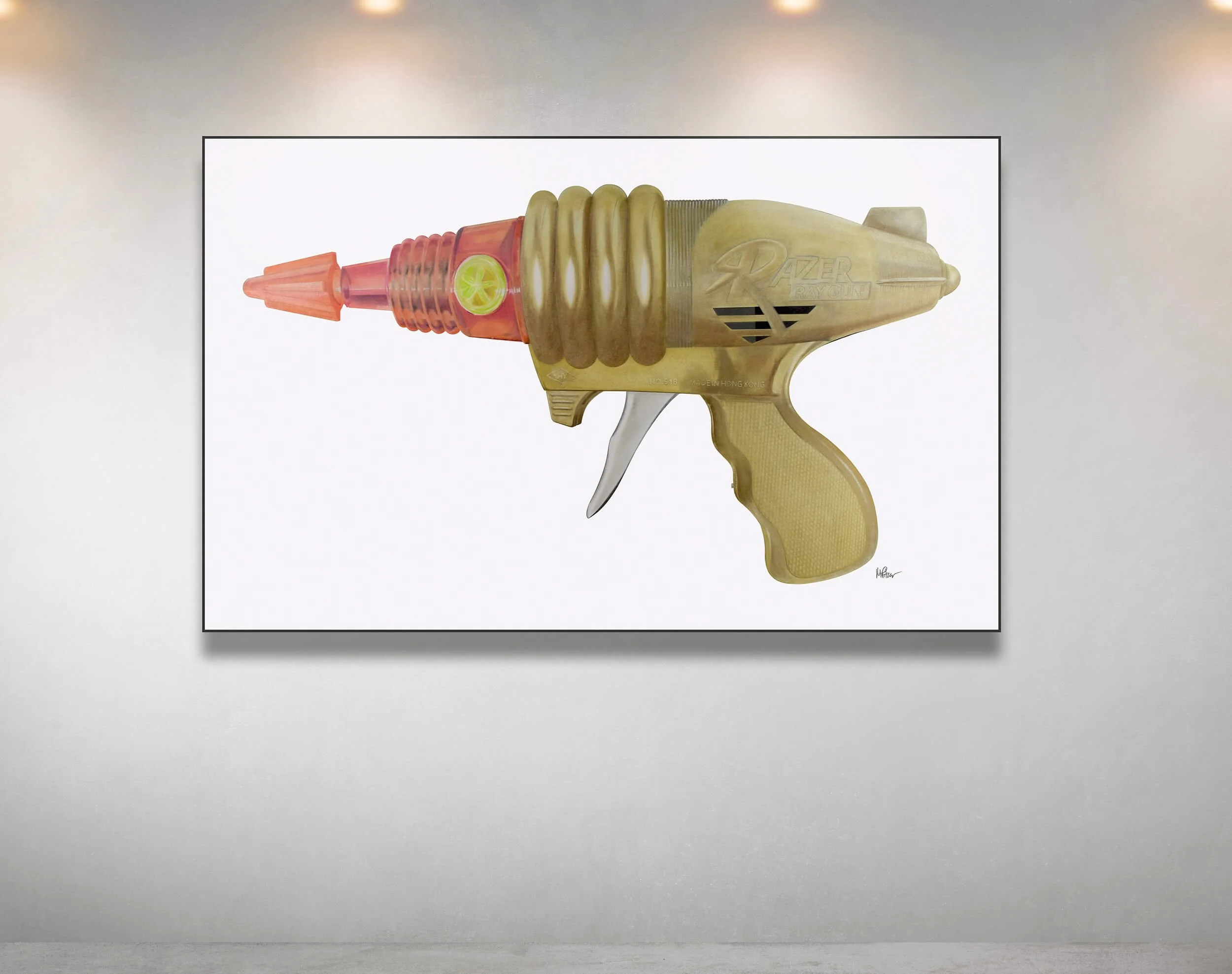70s Razer Ray Gun Model No.518 | Original Pop-Realism Drawing by Mike Pitzer