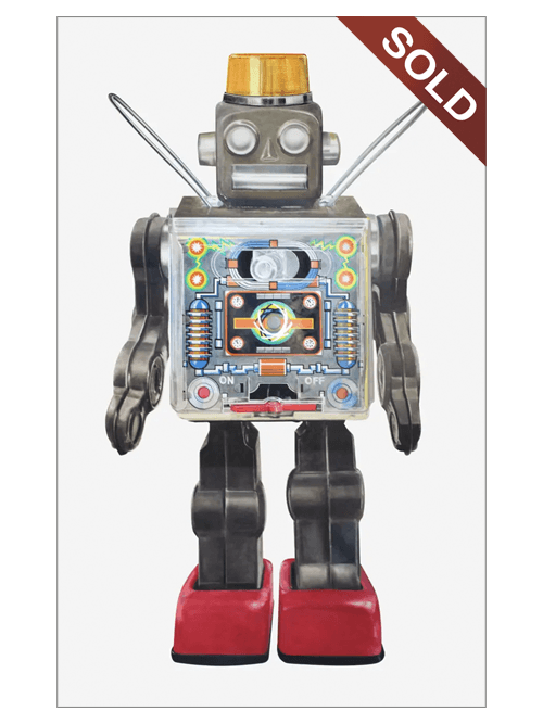 1970s Horikawa Fighting Robot | Original Pop-Realism Drawing by Mike Pitzer