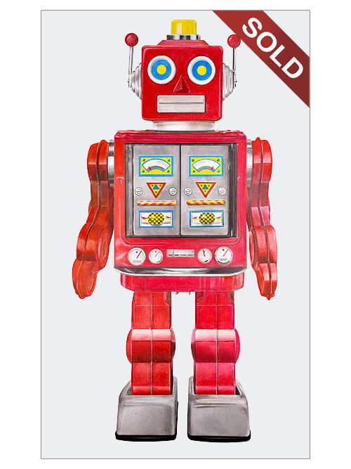1970s Metal House Star Strider Robot | Original Pop-Realism Drawing by Mike Pitzer