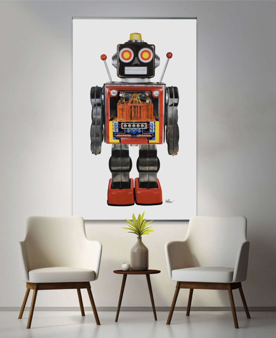 Vintage Metal House Piston Robot - No.8
