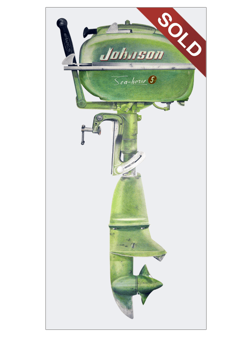 1950s Johnson Sea-Horse 5hp Engine | Original Pop-Realism Drawing by Mike Pitzer
