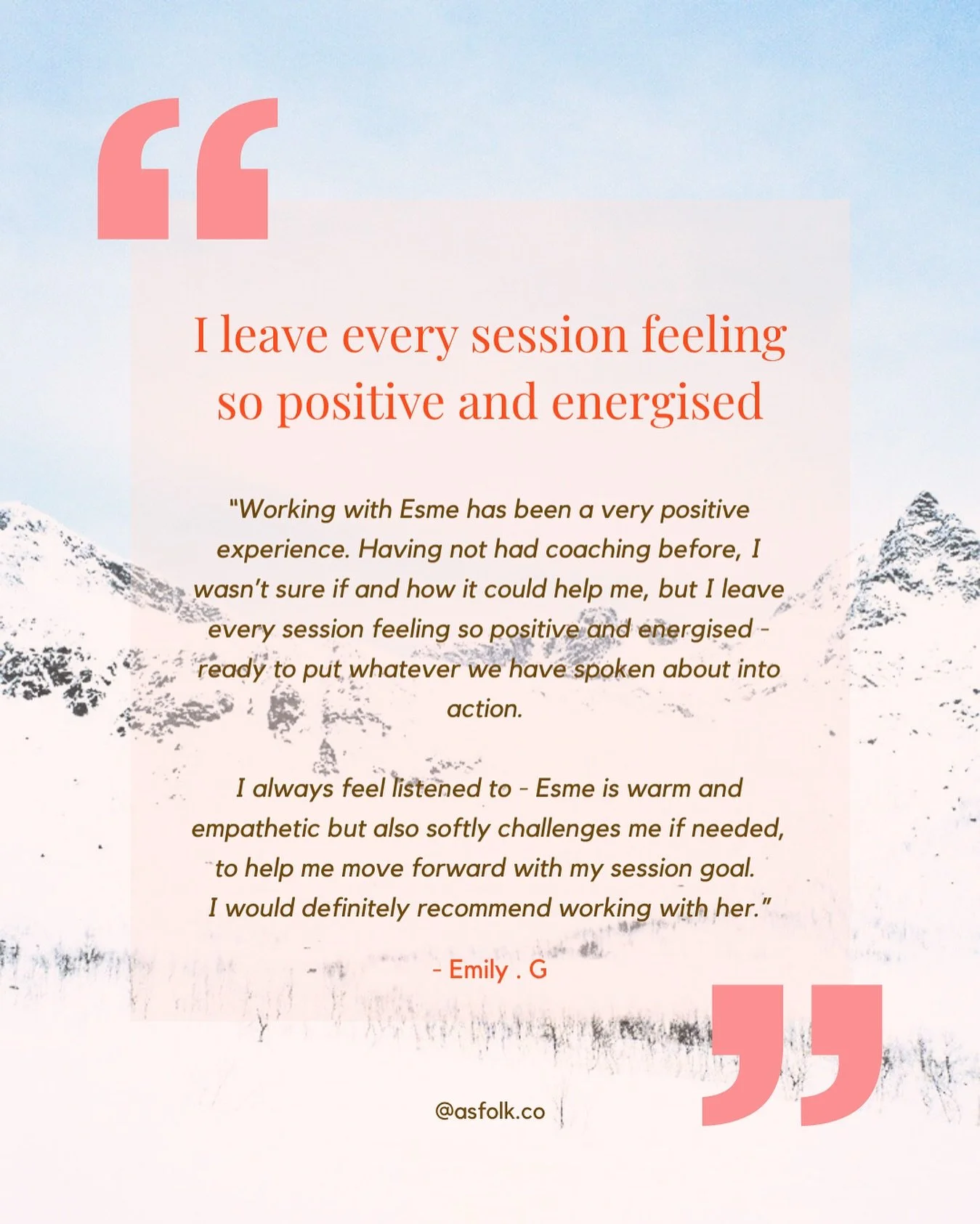 So grateful for these kind words from one of my clients ✨
It’s such a privilege to walk alongside my clients on their journey - supporting them to gain clarity, build positivity and achieve the growth they’re seeking, session by session.