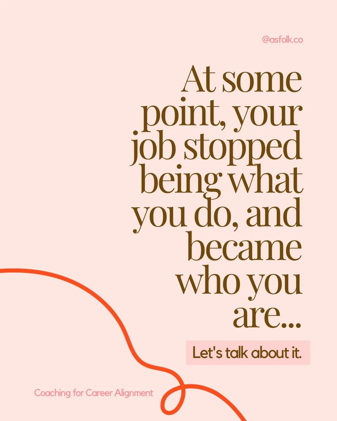 Not sure when you start and your job stops? 👀

For some of us, our career has quietly become how we define ourselves - so when it stops feeling right, we don&rsquo;t just feel stuck at work. We feel stuck in who we are.

Most of us go straight to fi