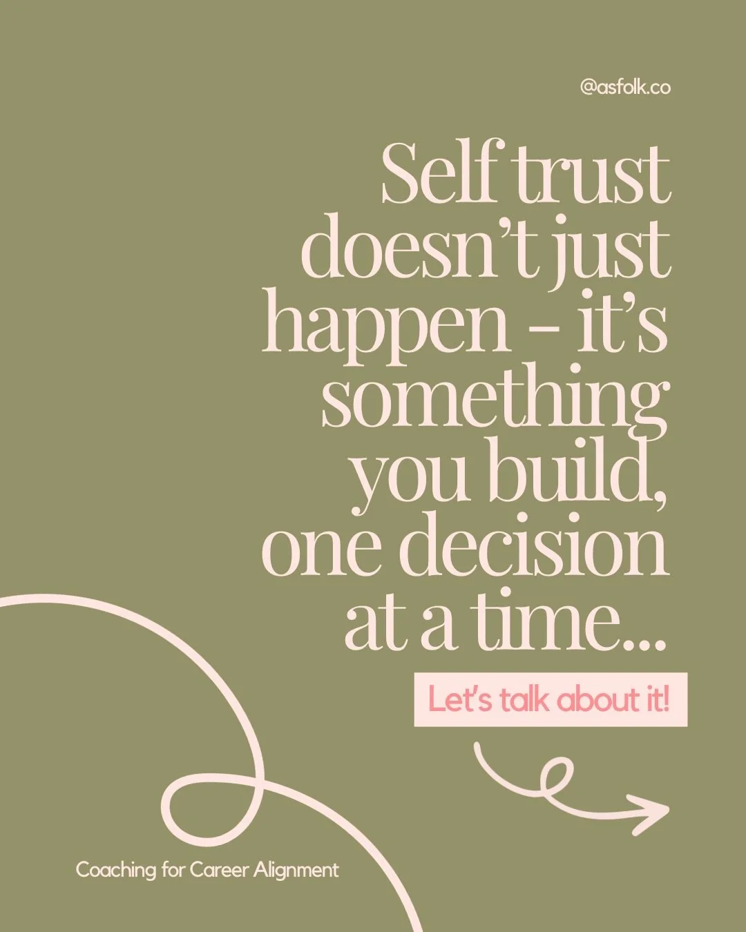 Coaching 🫱🏼&zwj;🫲🏾 Self-Trust ✨

Most of us have spent years making career decisions based on what made sense on paper, or what the people around us expected. And after long enough doing that, your own voice gets pretty quiet. ❤️&zwj;🩹

So when 