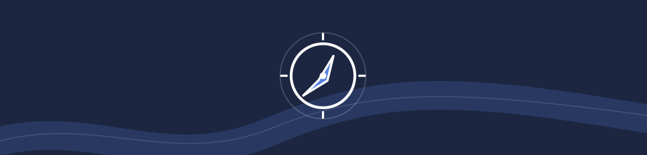 illustration of a compass on a dark blue background with wavy lines