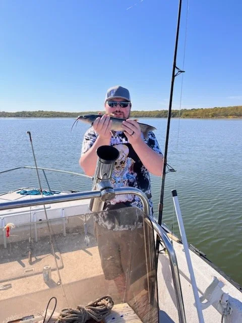 Catching fish, catching rays. Love fishing with the family on Grand Lake near Bernice RV park.