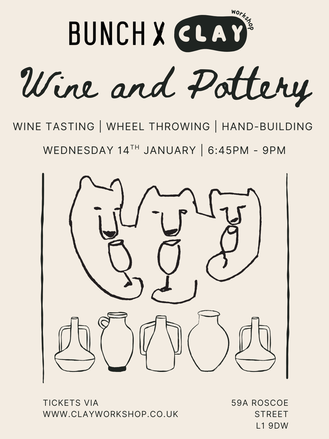 WINE &amp; POTTERY WITH BUNCH