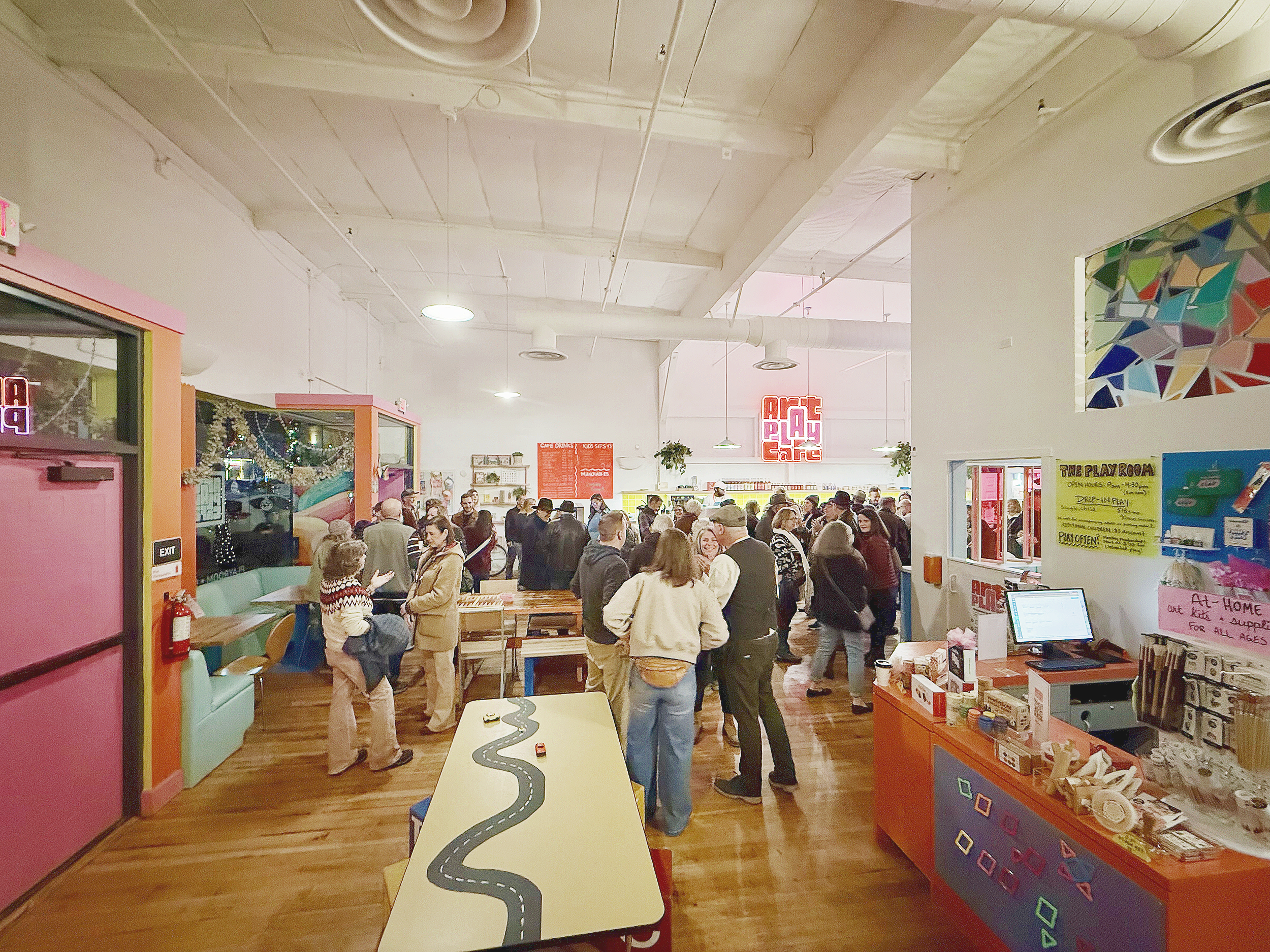 Art Play Café space set up for an after-hours private event