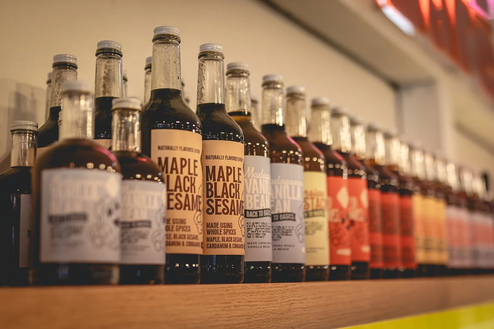 Transcendence flavored syrups used in Art Play Café drinks