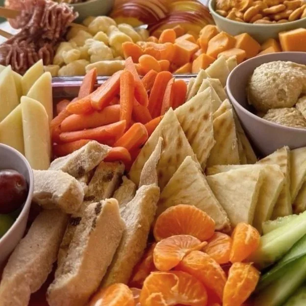 Fruit, cheese, and snack platter for a birthday party
