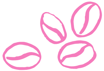 Playful pink coffee beans drawing