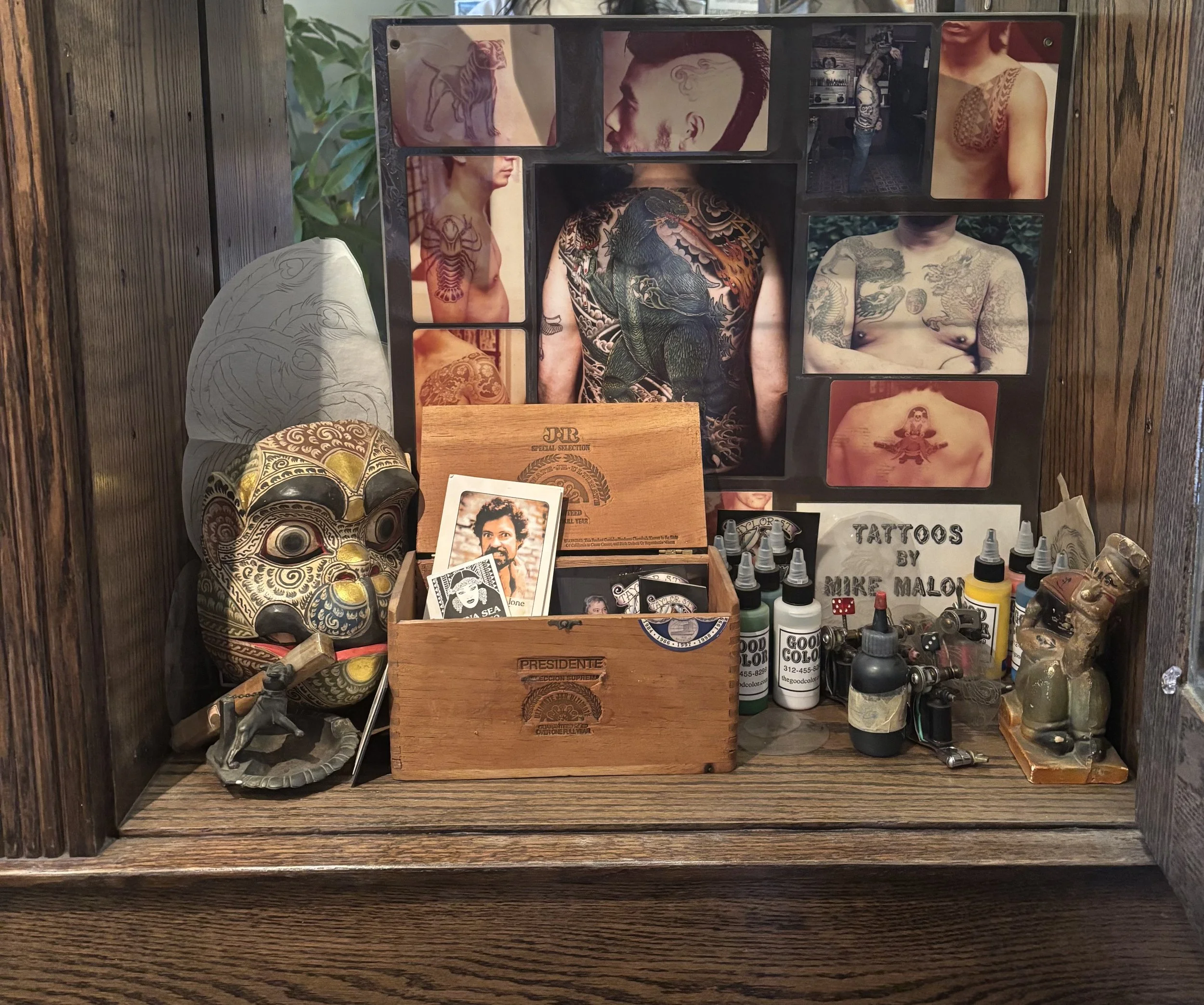 A Mike "Rollo" Malone shrine that lives in Taylor Street Tattoo
