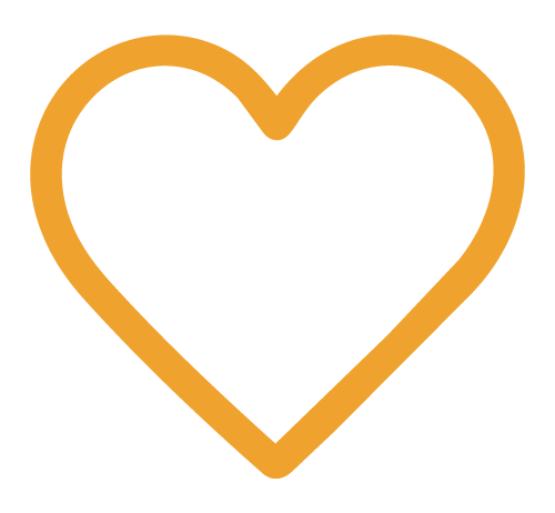 Orange-outlined heart shape on a black background.