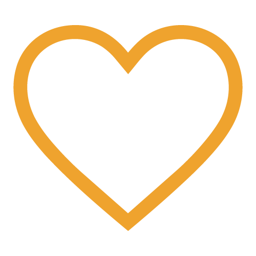 Outline of a heart with a gold border on a black background.