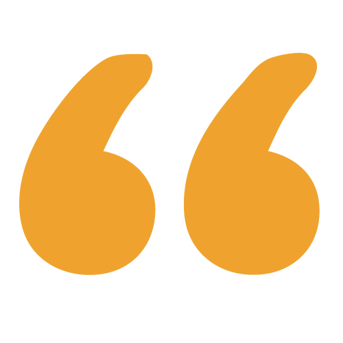 Orange quotation marks on a black background.