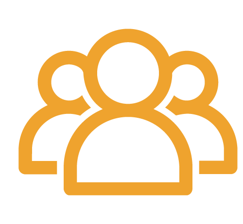 Icon of a group of four people representing community or teamwork.