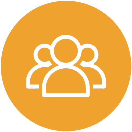 Icon of three people representing a group or community.
