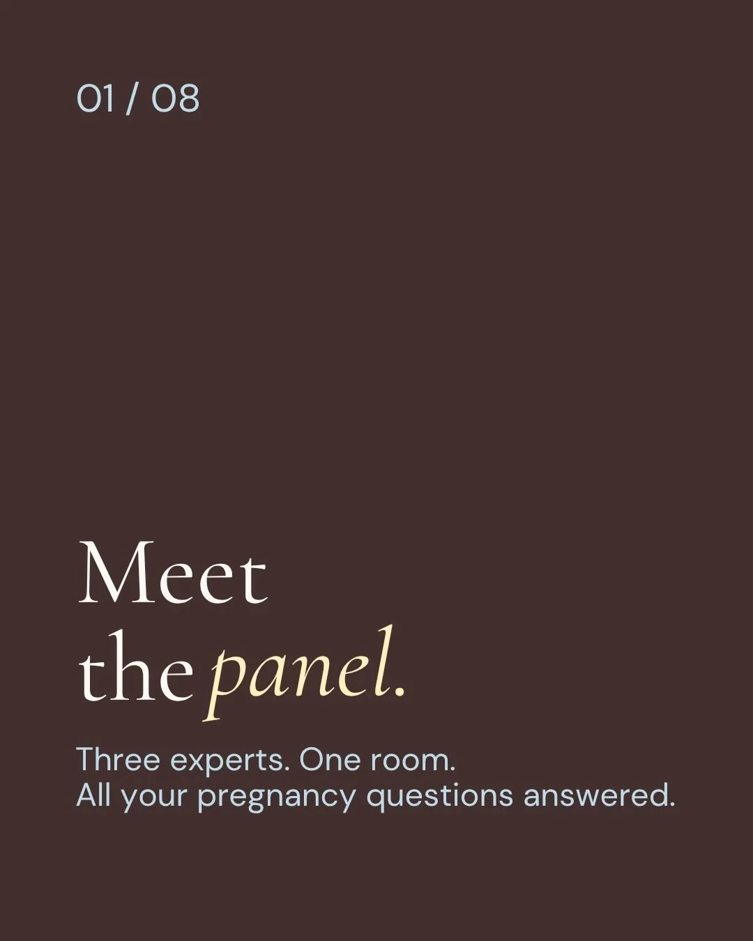 Three experts. One room. All the things you&rsquo;ve been Googling.

Meet the panel for The Bump Series, a day of movement, education, and real answers for pregnant women.

Swipe to meet the people you&rsquo;ll be learning from!

24.05.26 &middot; Th