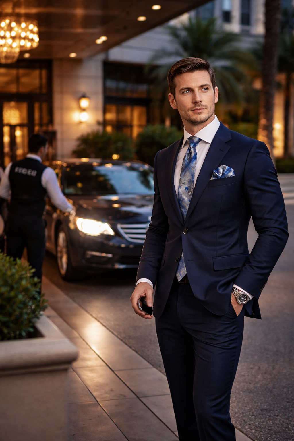 Expressionist Blue tie and hankerchief.png