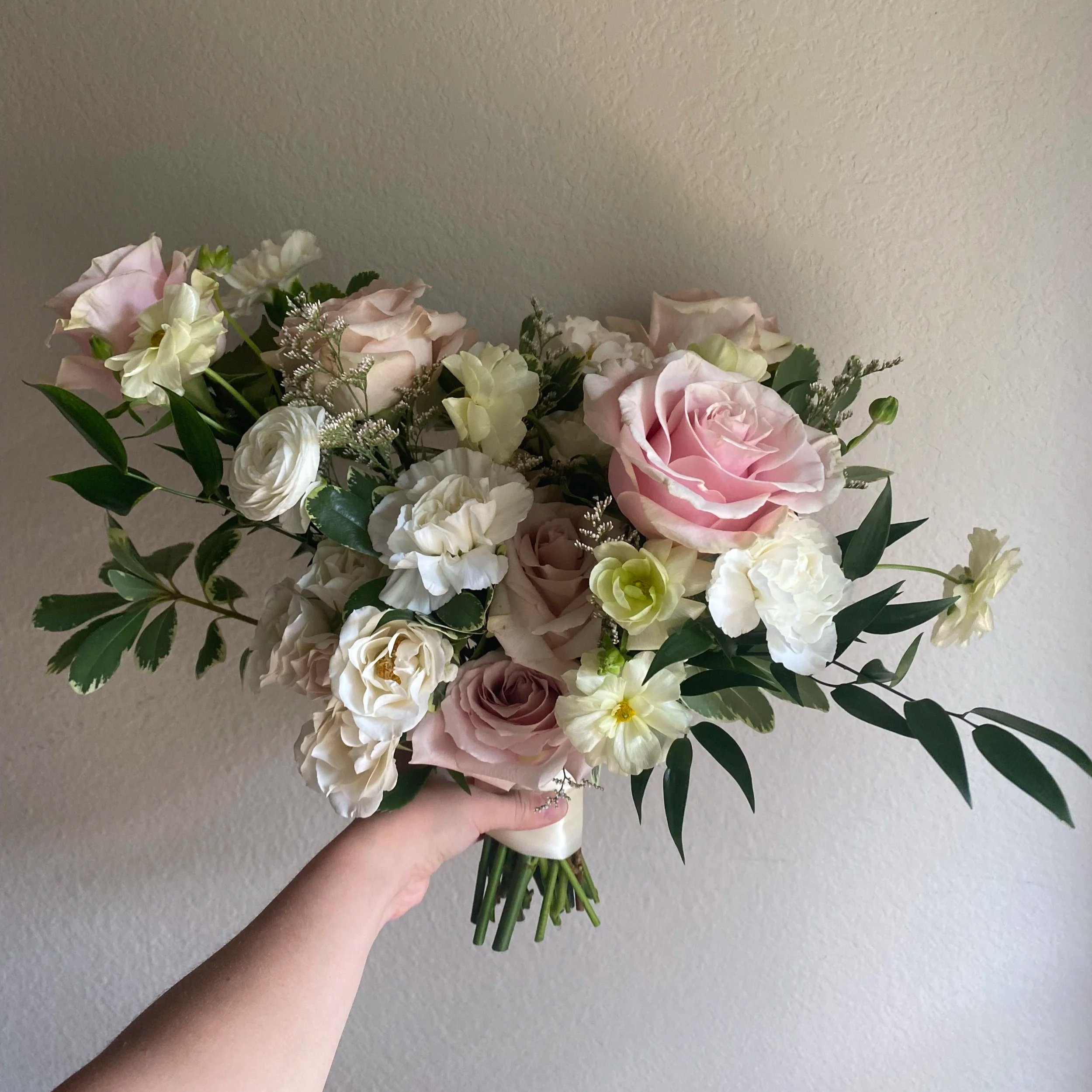 blush and white bridal bouquet