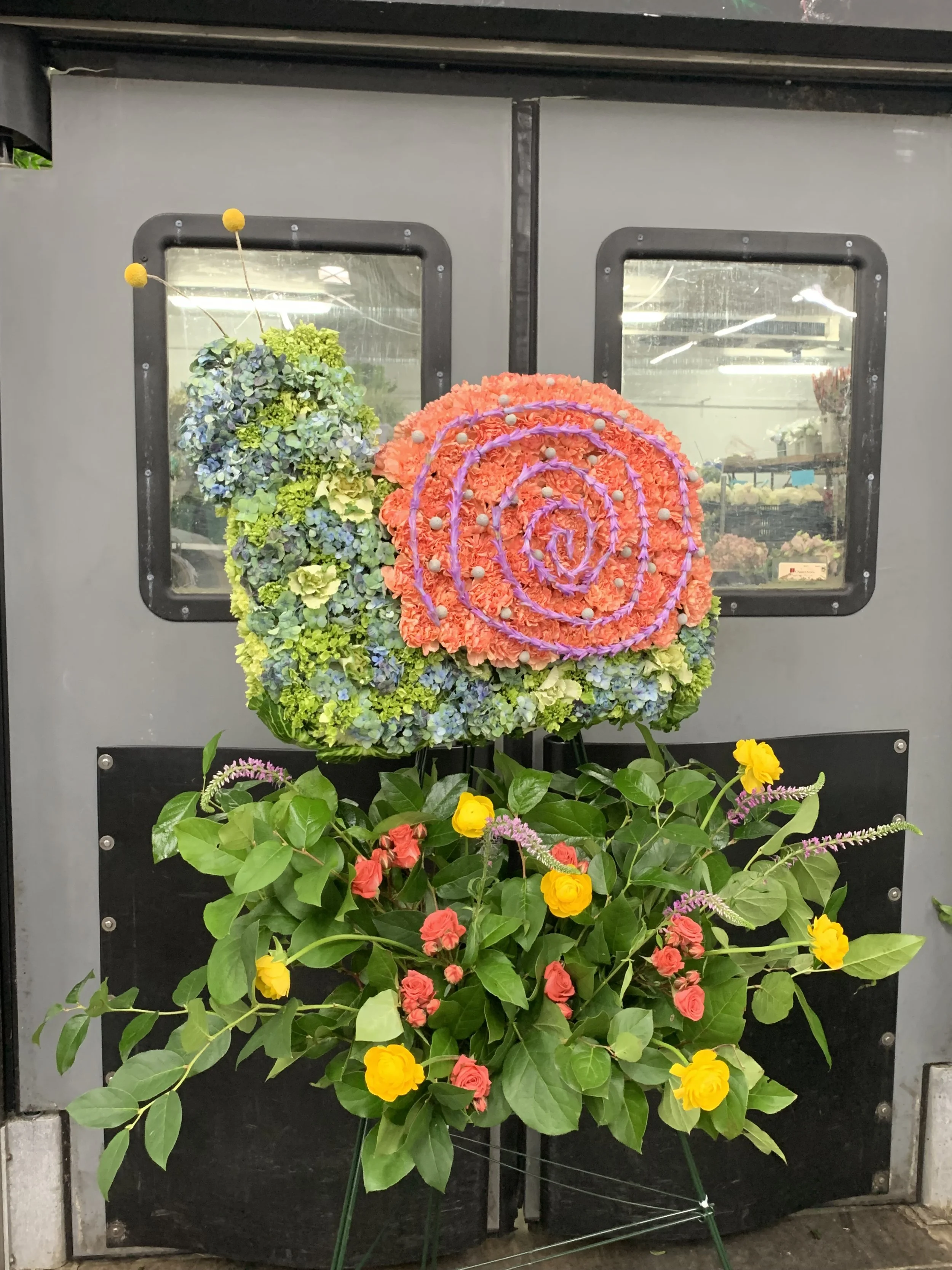 A snail in its garden!