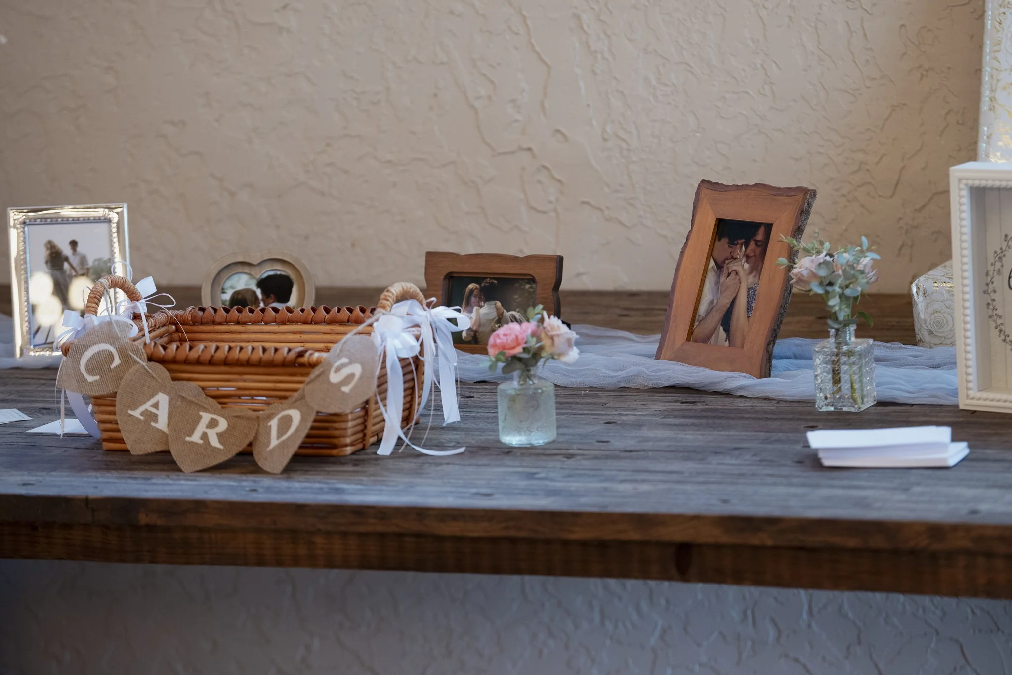 Card Table with Budvases for Andrew and Ellie's Wedding
Photo taken by Thatcher Dorn Photo
