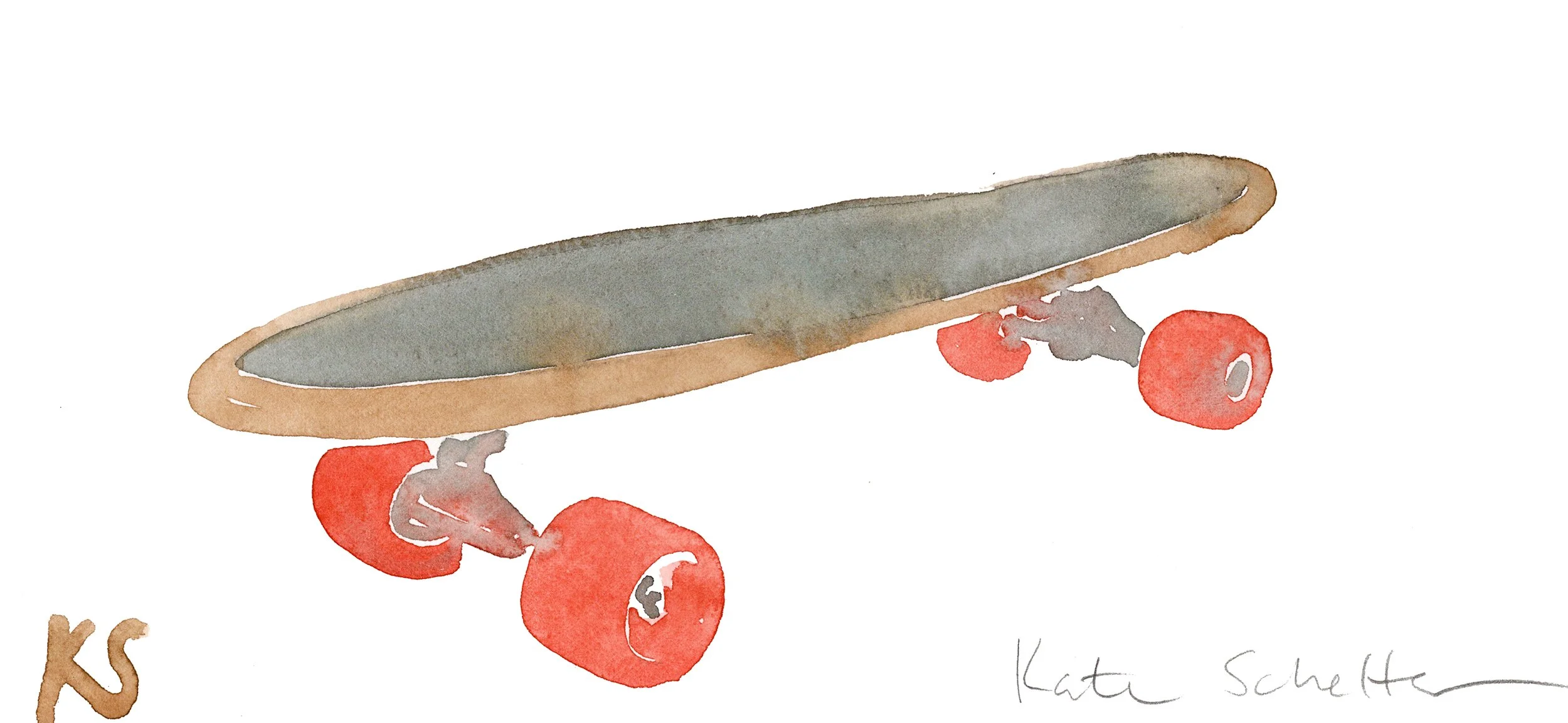 SKATEBOARD BLACK ORANGE WHEELS | 10.25" X 4.5"