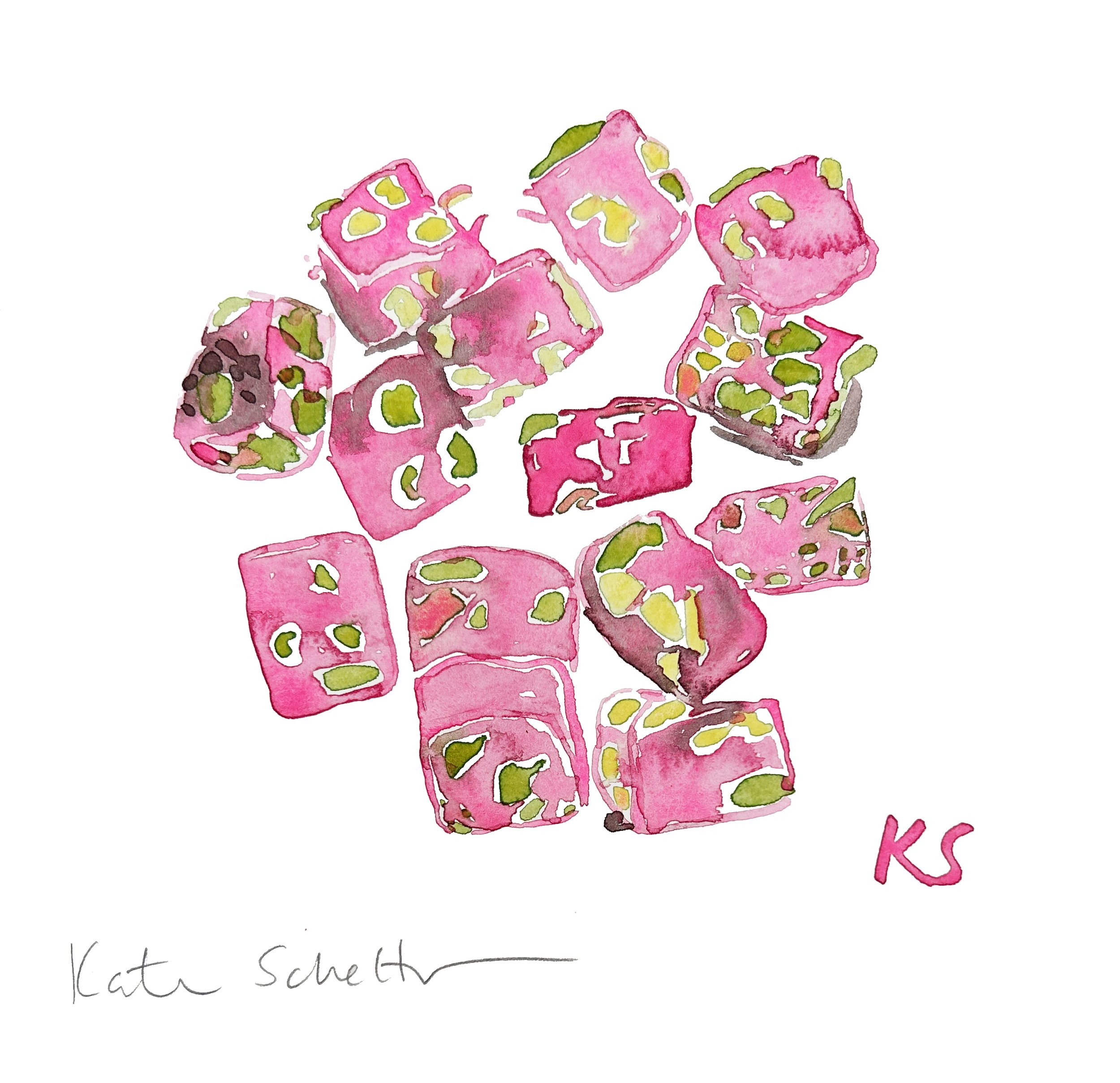 TURKISH DELIGHT ROSE AND PISTACHIO | 7" X 7"