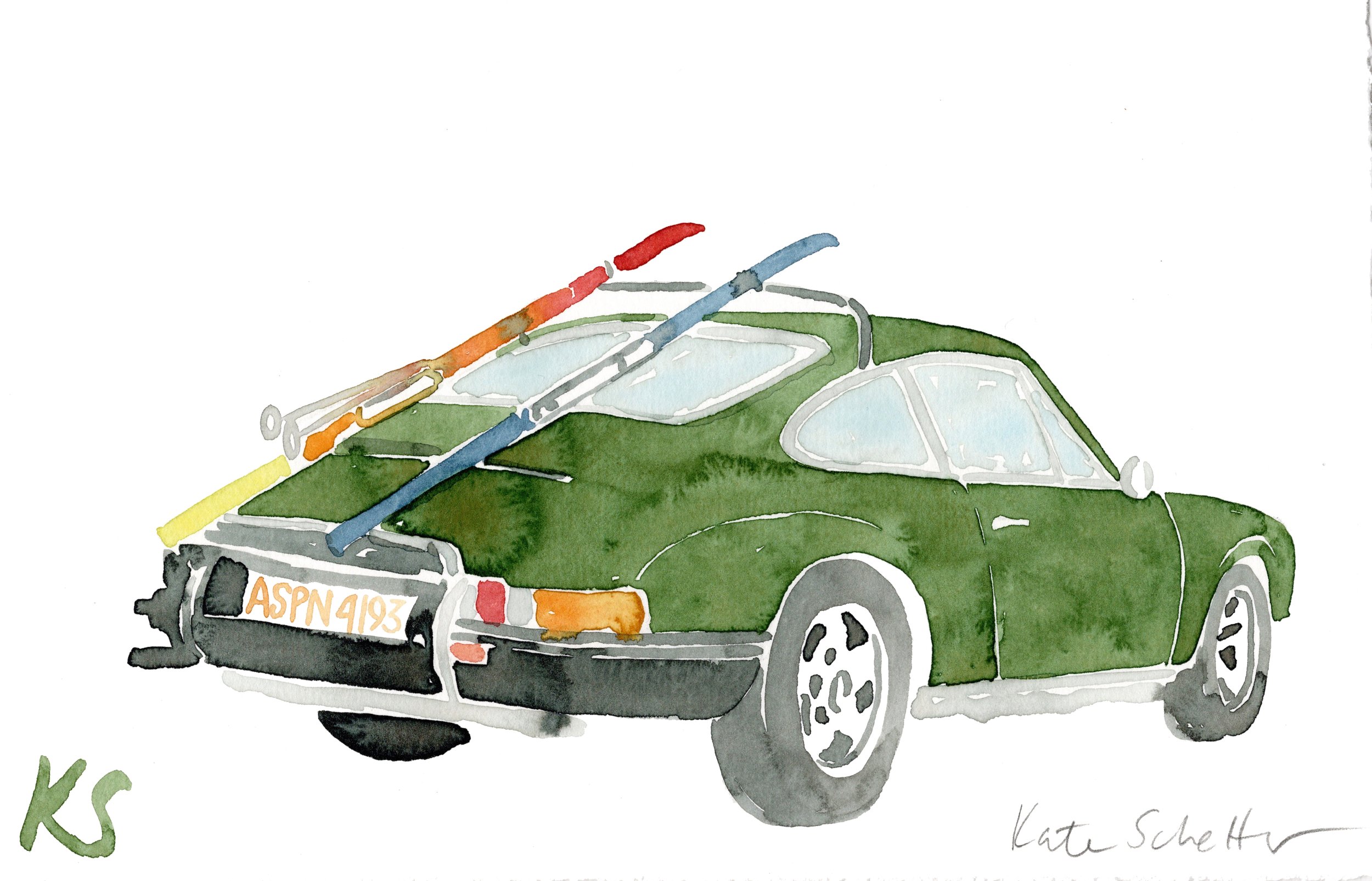 PORSCHE 911 GREEN SKI RACK