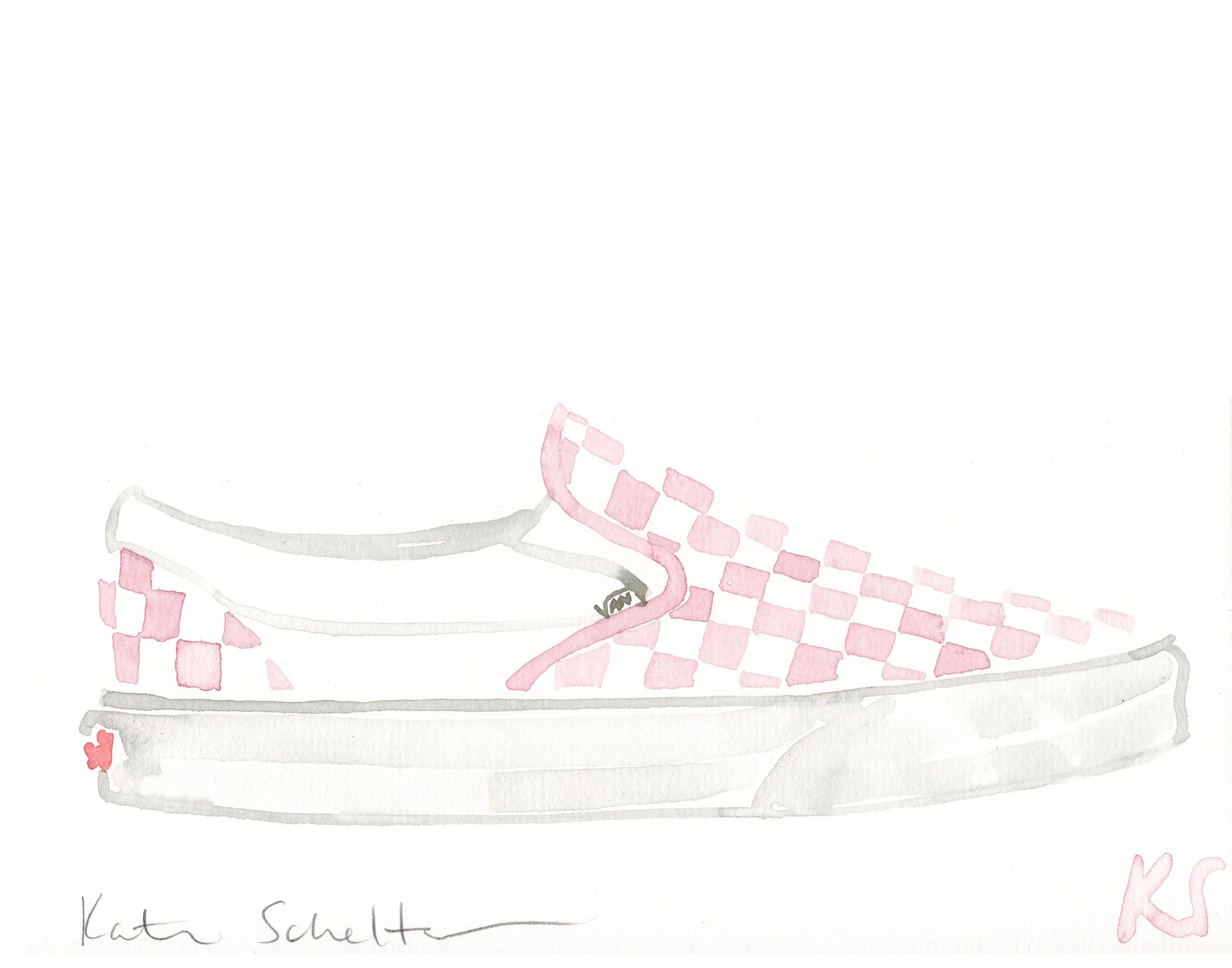 VANS SLIP-ON CHECKERBOARD PINK | 8.5" X 6.5"