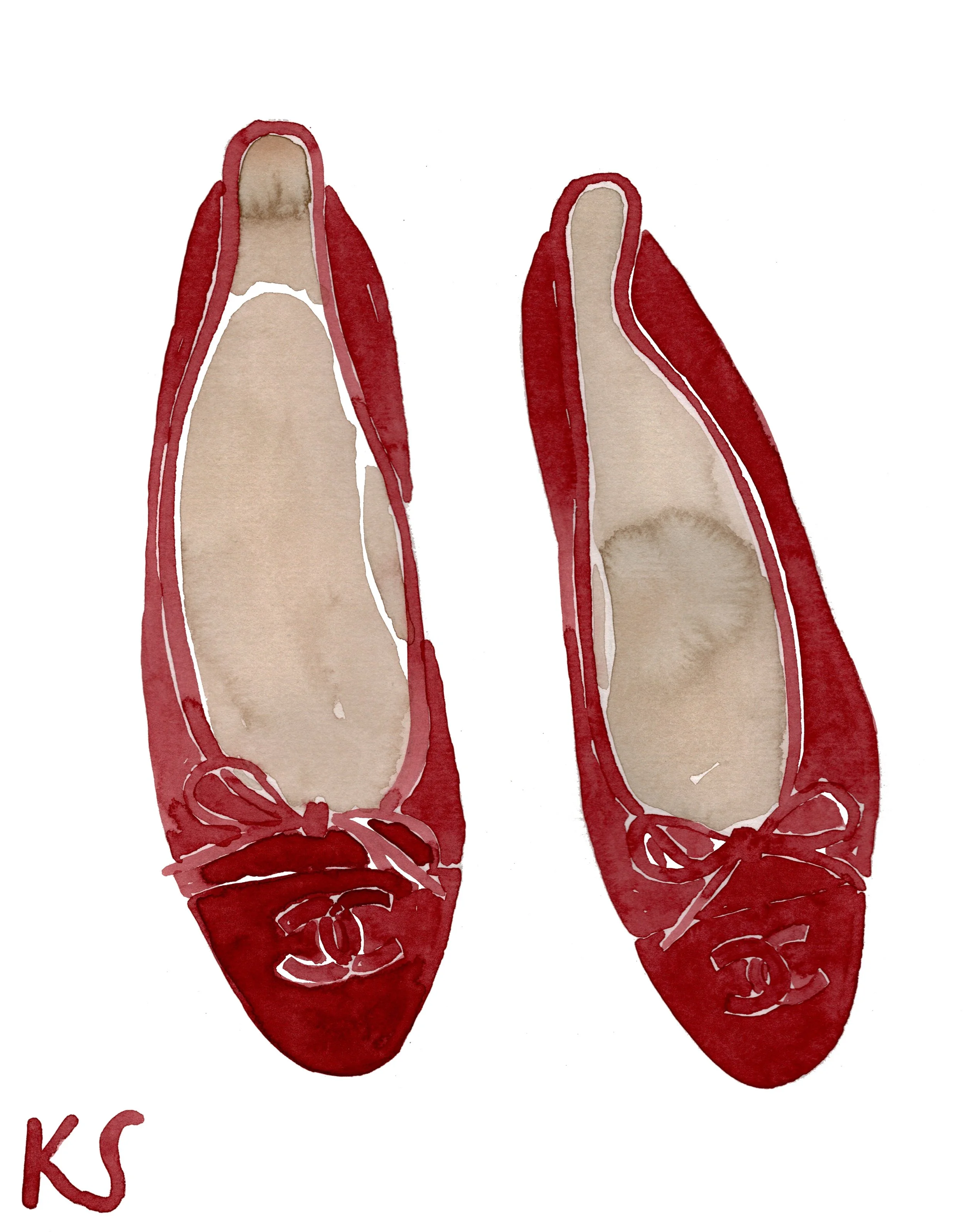 CHANEL-BALLET-FLATS-SHOES-RED-