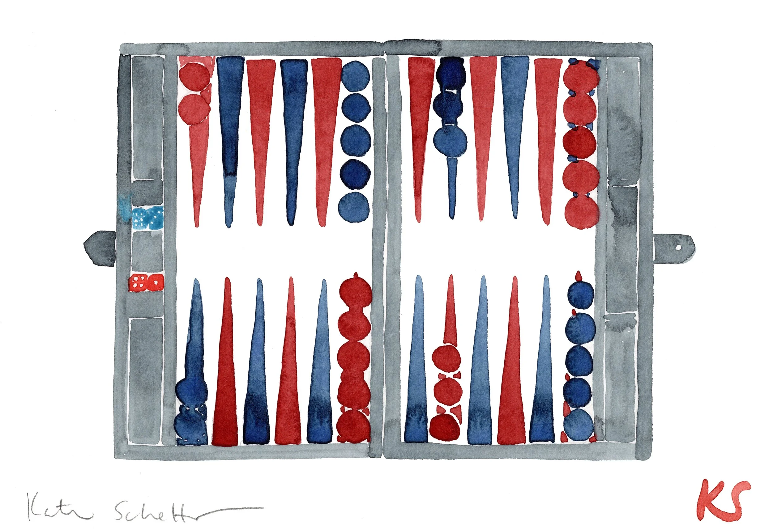 BACKGAMMON RED NAVY | 11.5" X 8"