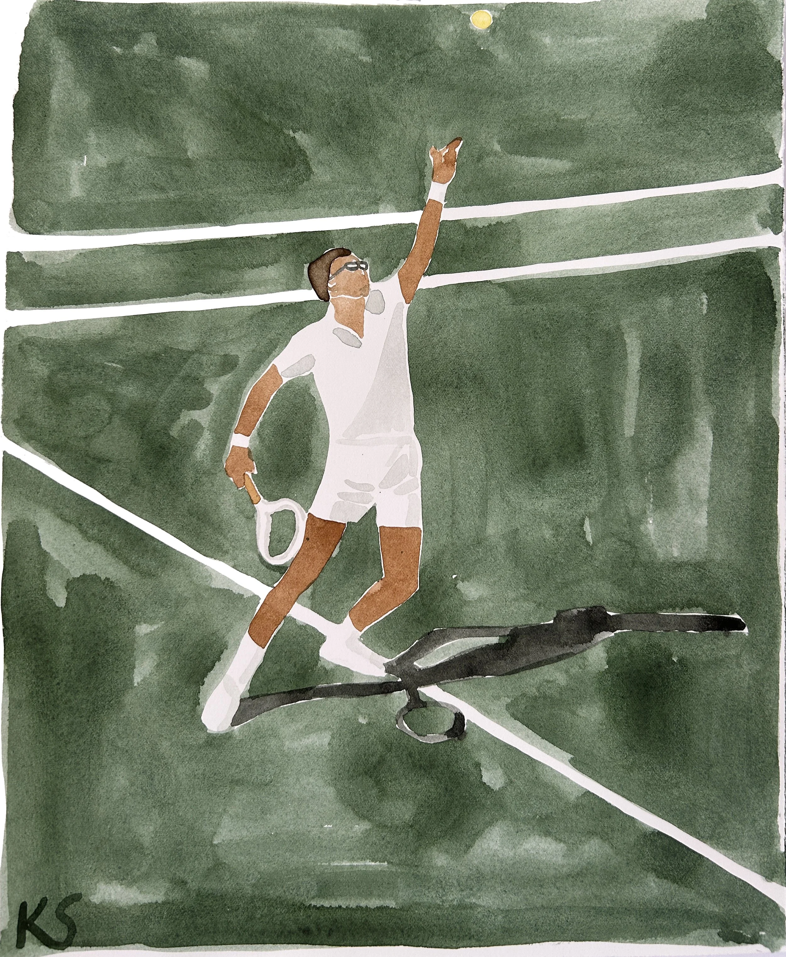 ARTHUR-ASHE-SERVE-kate-schelter-watercolor-10%22 X 12.5%22 [GREEN COURT].JPG