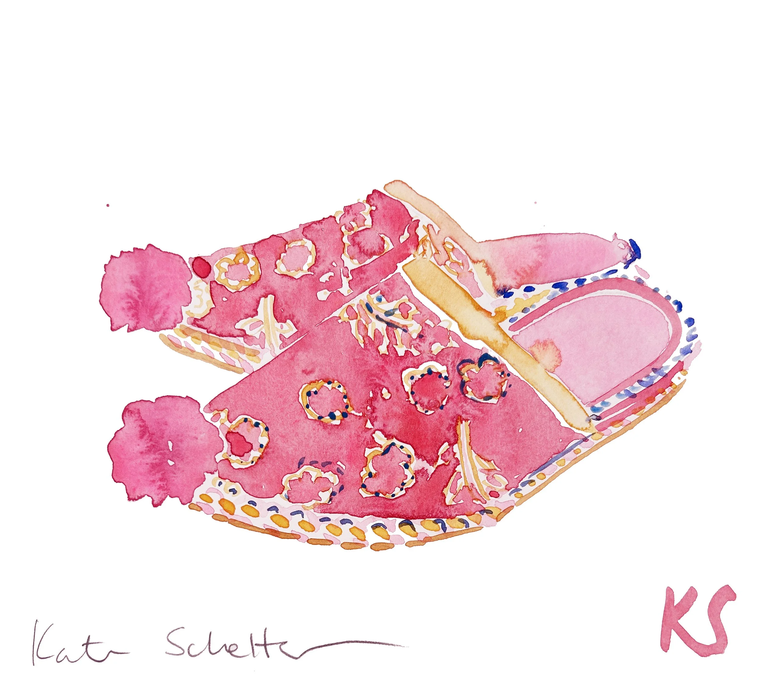 OTTOMAN SLIPPERS PINK | 8.5" X 7.75
