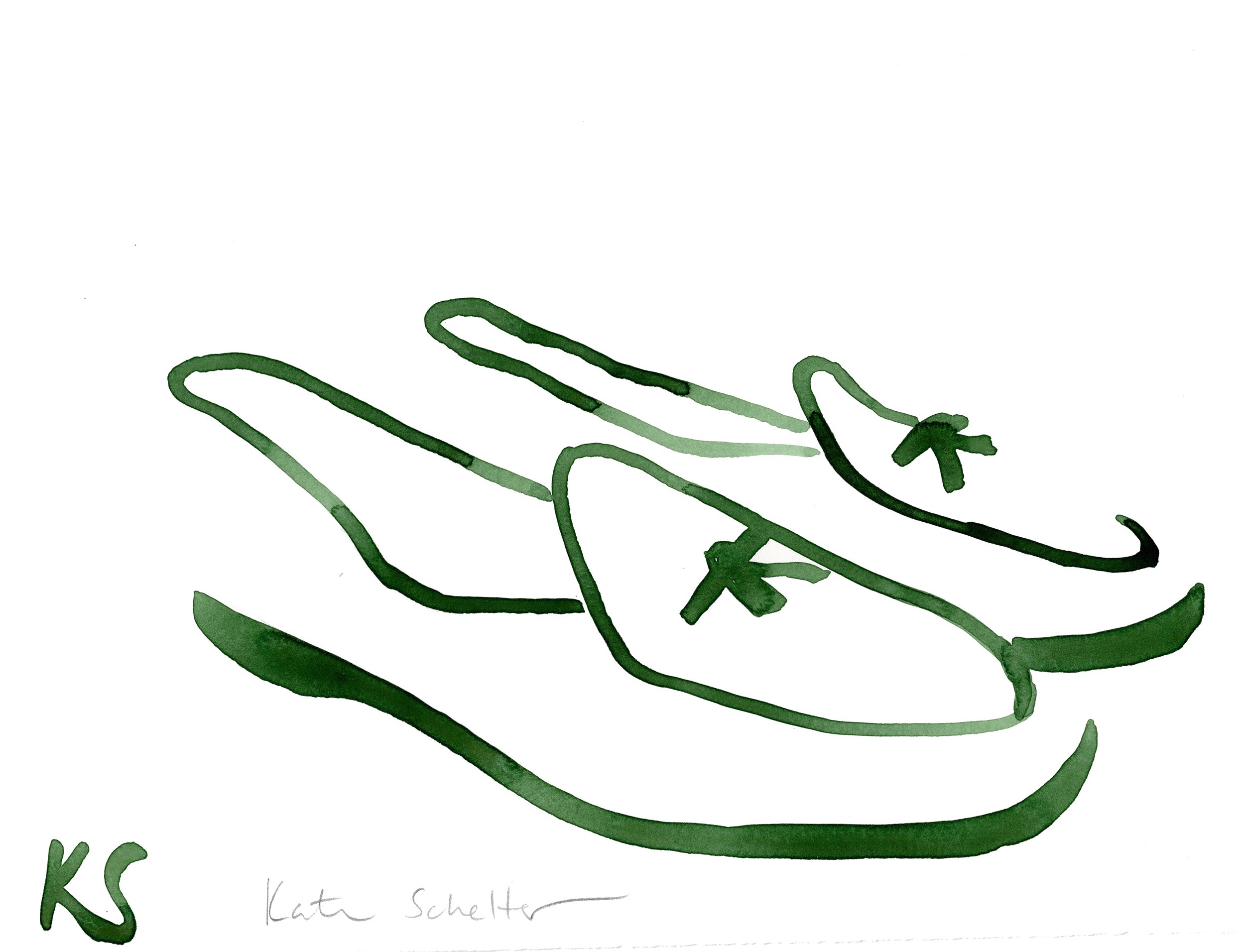 Belgian Shoes White Green Piping