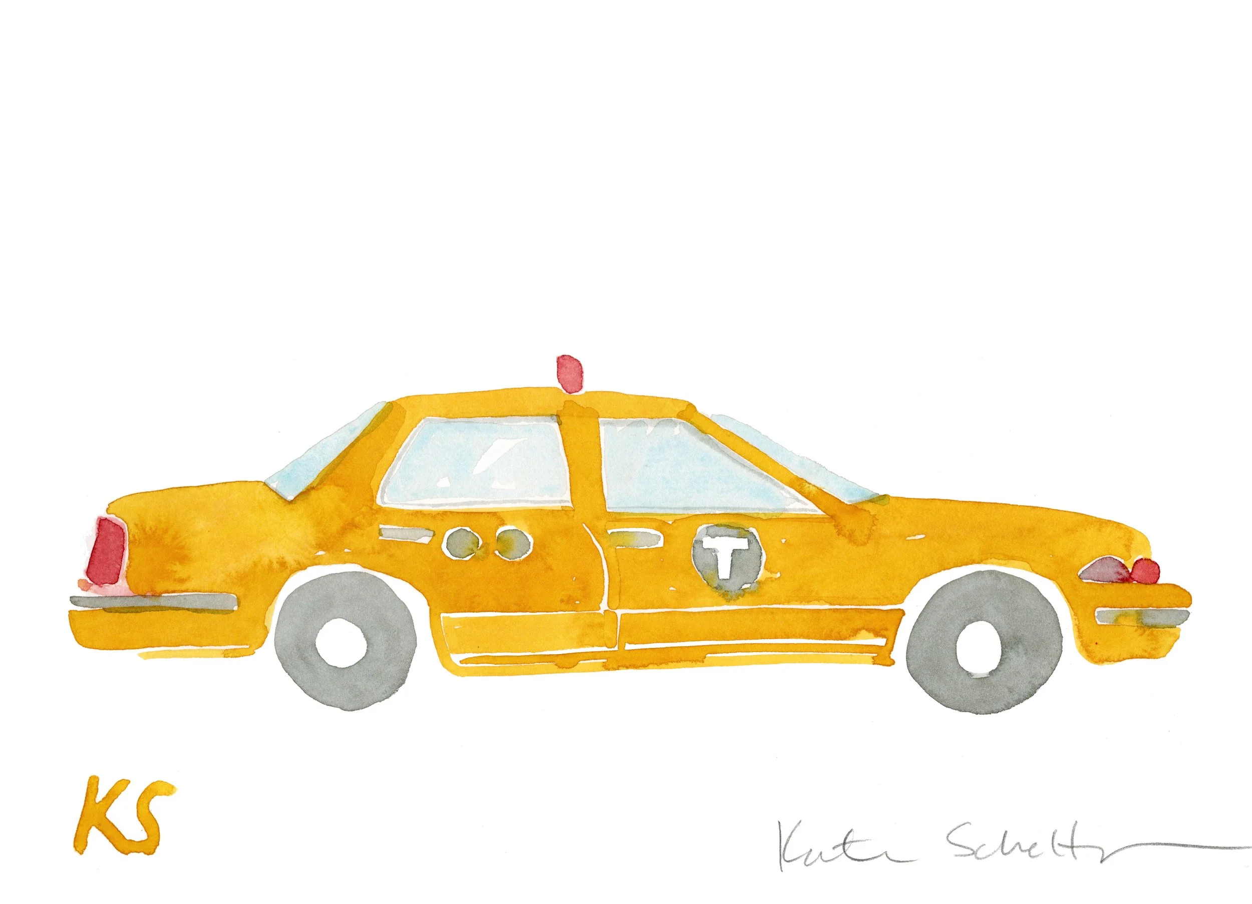 TAXI YELLOW 1990S SIDE PROFILE | 11.25" X 9.75"