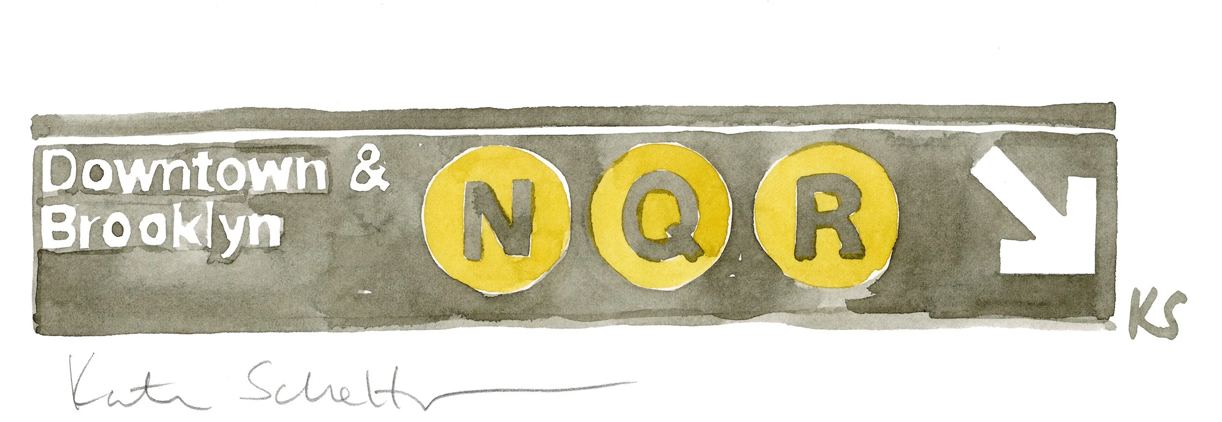 DOWNTOWN BROOKLYN NQR SUBWAY SIGN | 10.75" X 3.75"