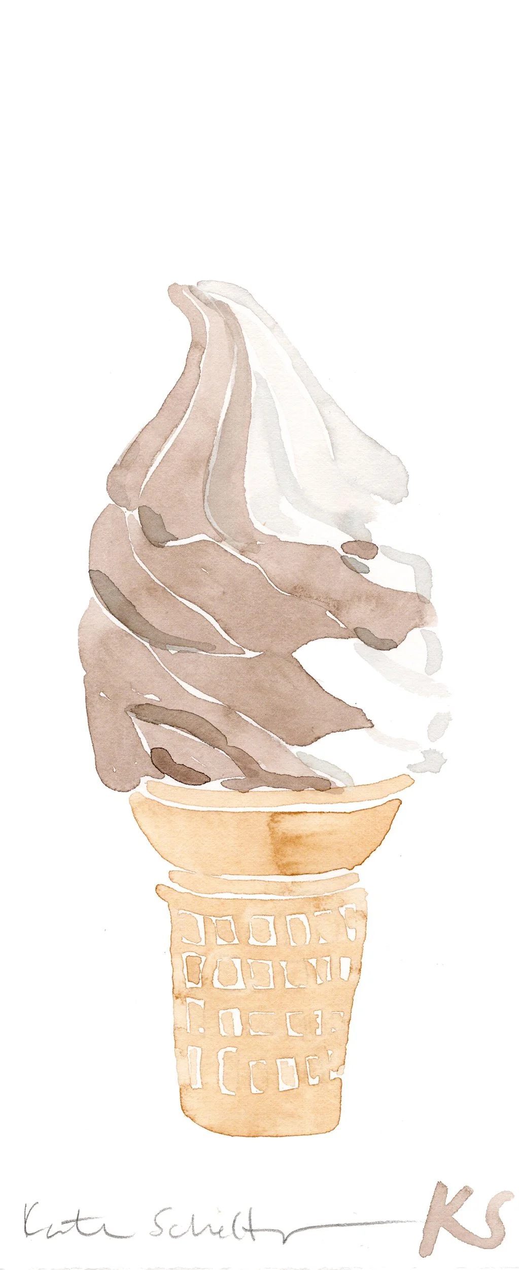 SOFT SERVE ICE CREAM CHOCOLATE VANILLA CONE | 4" X 9.75"