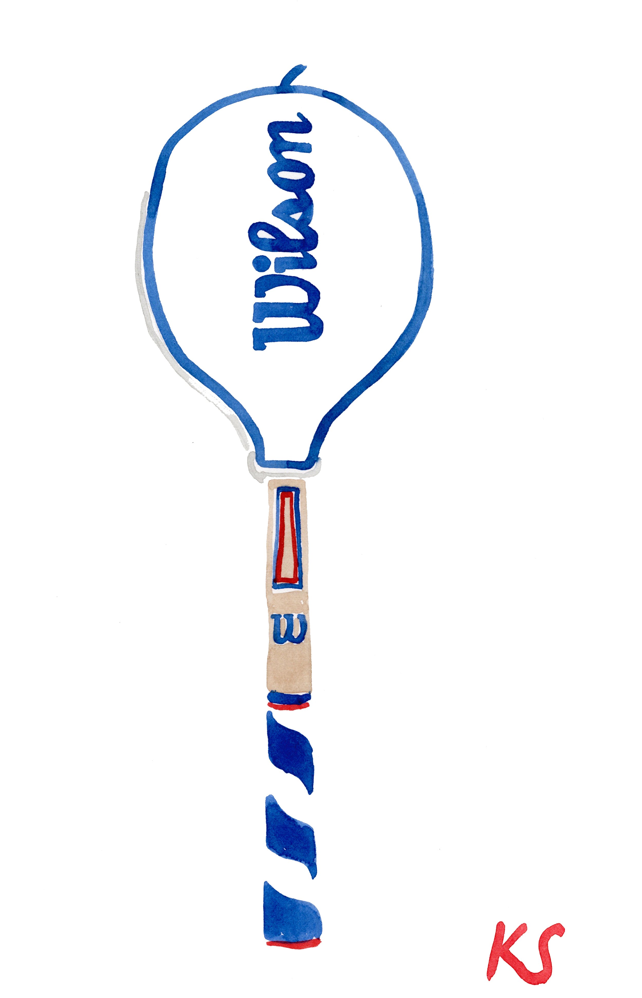 WILSON WOODEN RACKET COVER WHITE BLUE