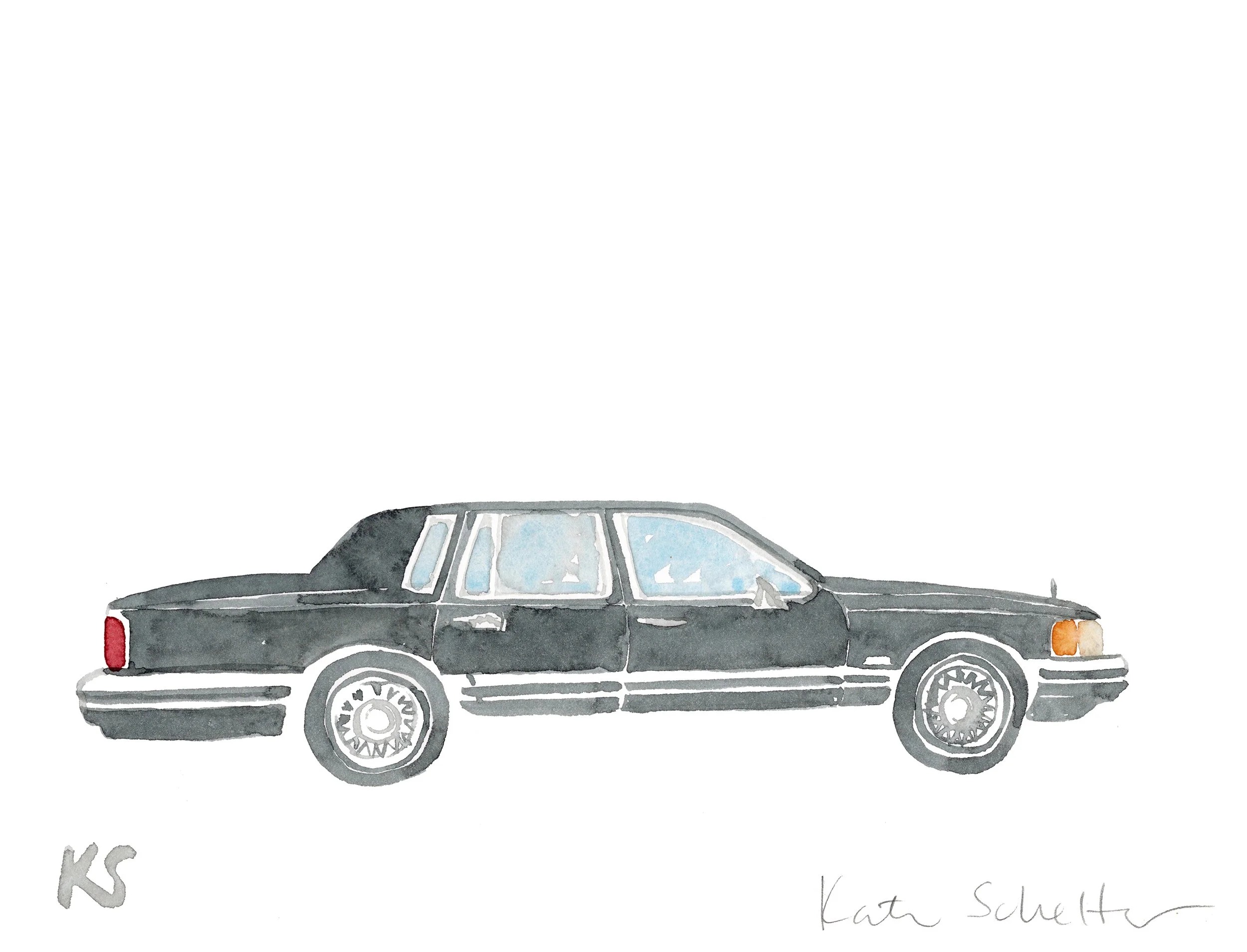 LINCOLN TOWN CAR BLACK | 11" X 11"